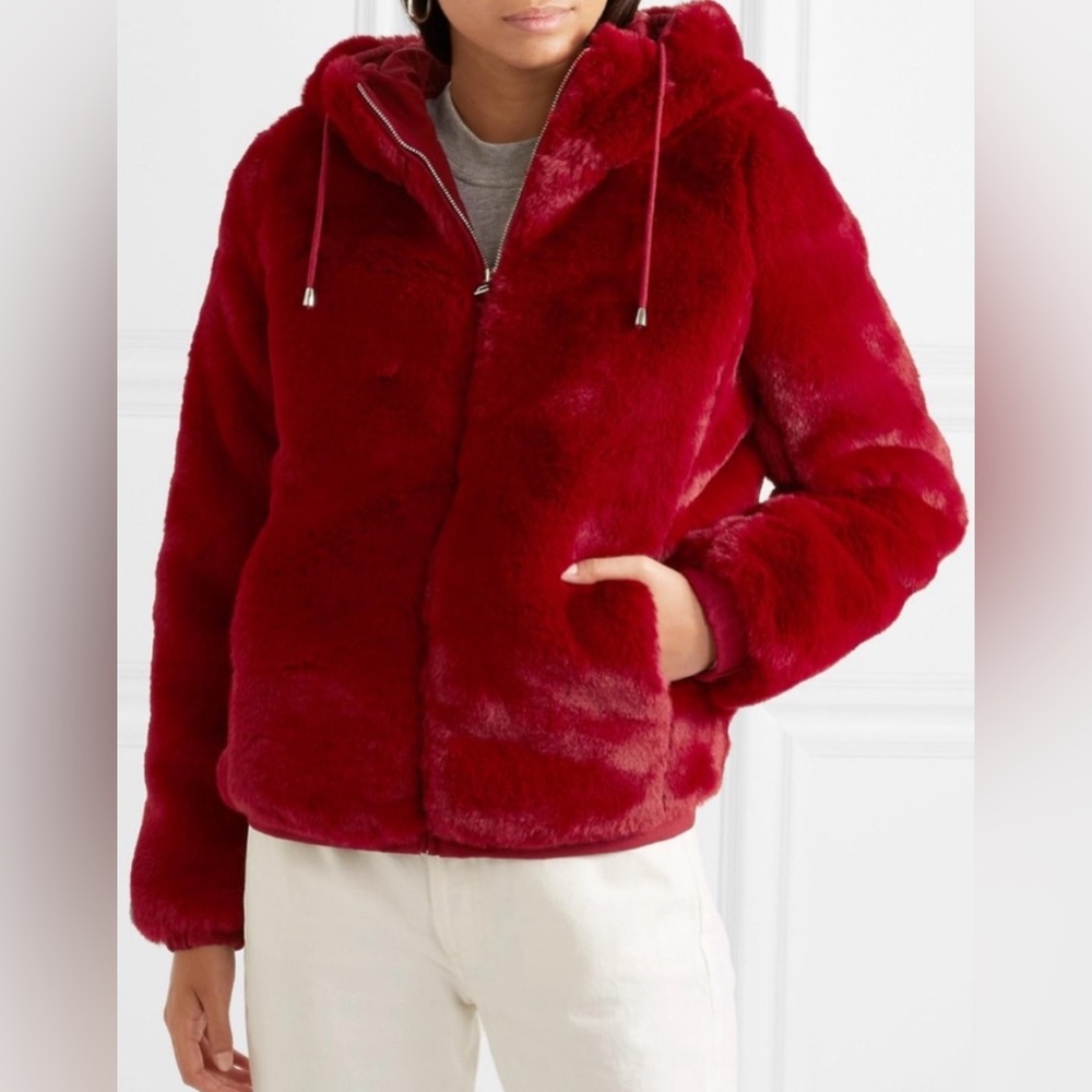 Maje Deep Red Teddy Jacket